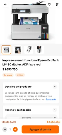 Detalle de un producto en la app Pideme