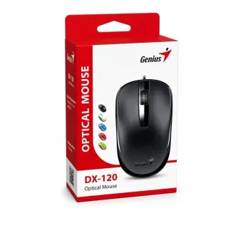 Mouse óptico USB Genius DX-120 negro de 1000 DPI con cable de 1,5 m